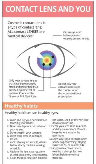 Eyeful of trouble: Unauthorised cosmetic contact lenses are priced around RM15 at night markets. In beauty shops, they cost around RM25.